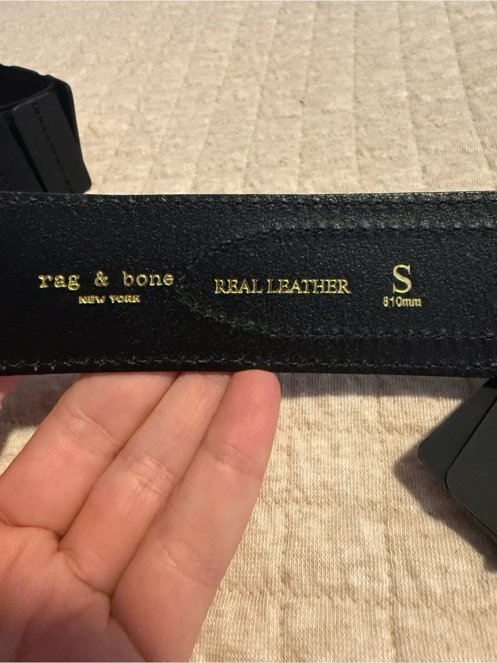 NWT Rag & Bone Black Leather Ryder Stretch Belt Silver Buckle Small